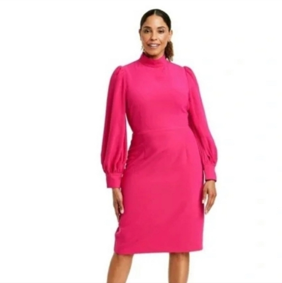 Sergio Hudson for Target Pink Balloon sleeve midi sheath dress sz medium new - Picture 5 of 11